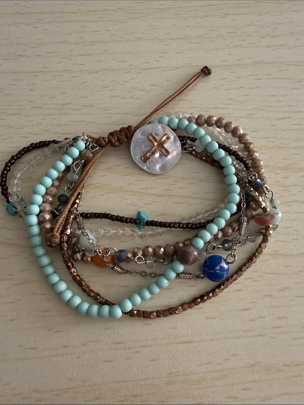 Multi-Strand Turquoise & Gold Bead Wrap Bracelet